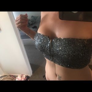 Silver mini straplez